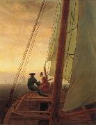 Caspar David Friedrich On a Sailing Ship oil painting